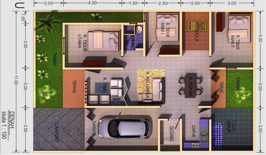 Denah Desain Interior Rumah Minimalis