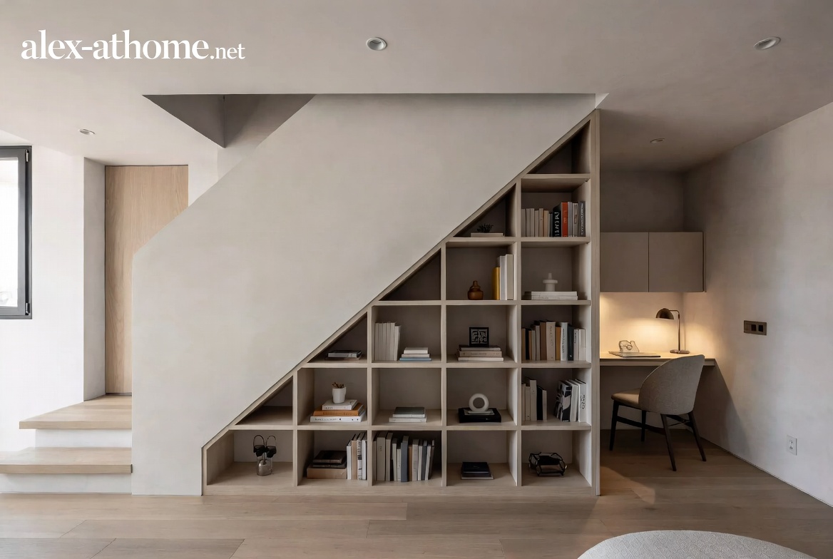 Cara Memanfaatkan Area Bawah Tangga untuk Ruang Fungsional